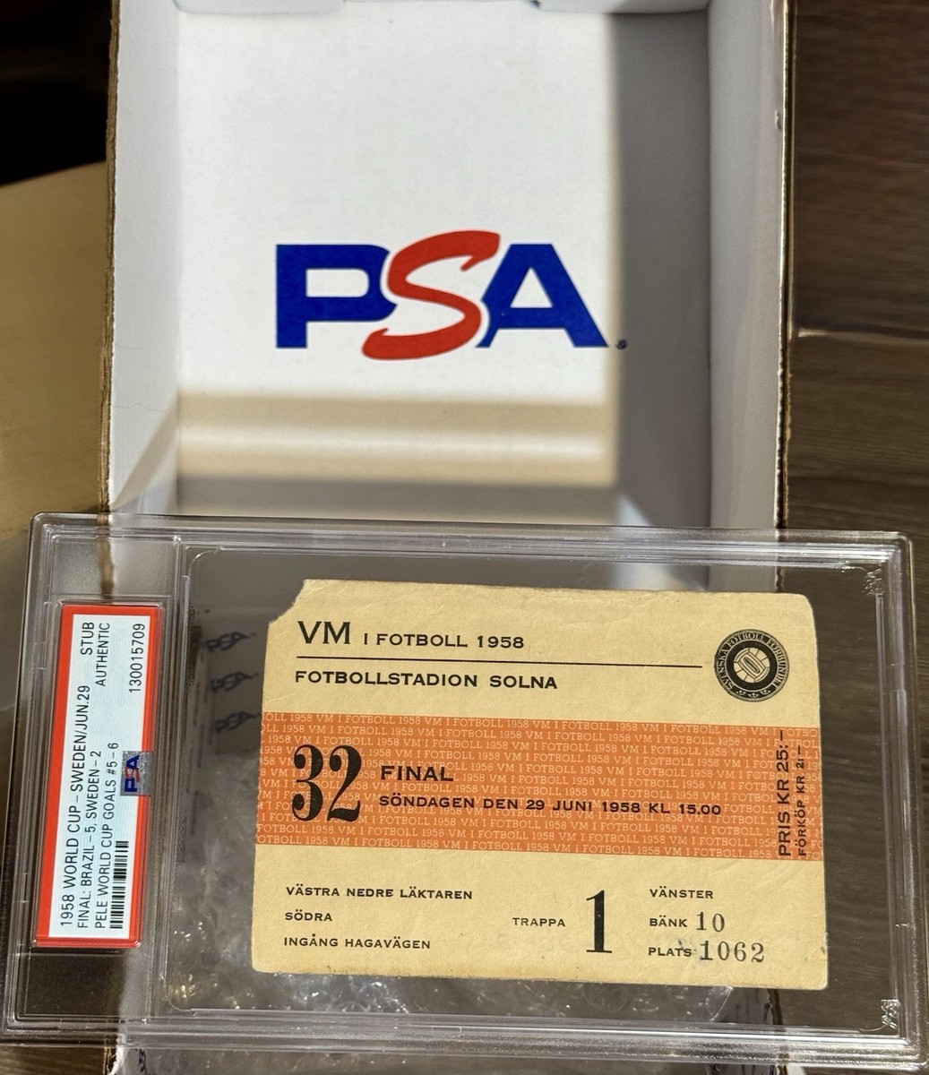 未使用　F.C. インテル 公式スカーフ campioni d'Europa 1958 FIFA World Cup Ticket #32 Finals Brazil vs Sweden, Pelé WC