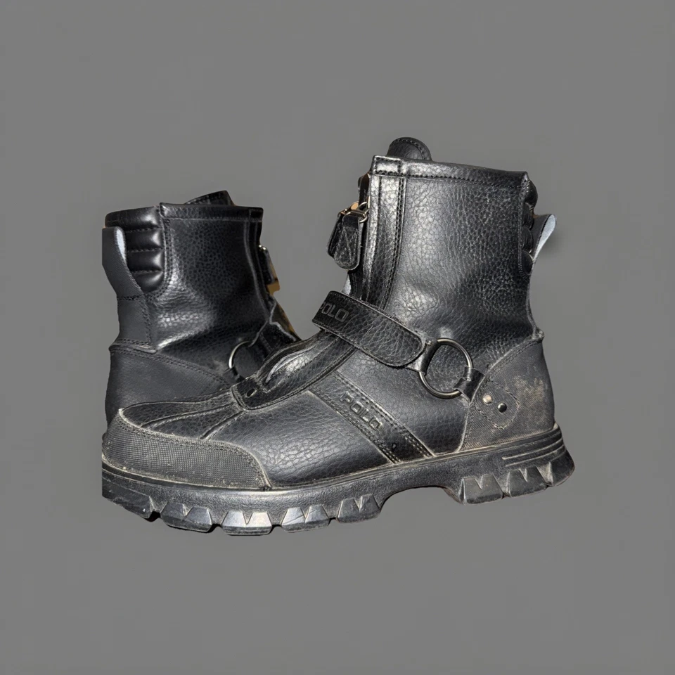 Ralph Lauren Polo Conquest Hi II Botas de Cuero Negras con Cremallera (Talla 10.5) Foto 4 de 4