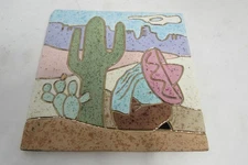 1990's Southwestern Tile Trivets Earthtones Unsigned 6" Square