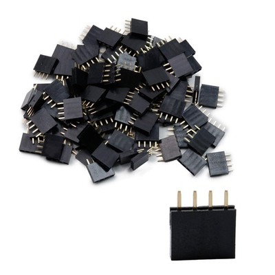 Female PCB Header 4 Way 2.54mm Pitch Connector - 100 pcs