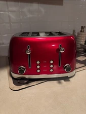 4-Slice Red Toaster with Bagel, Defrost & Cancel Functions