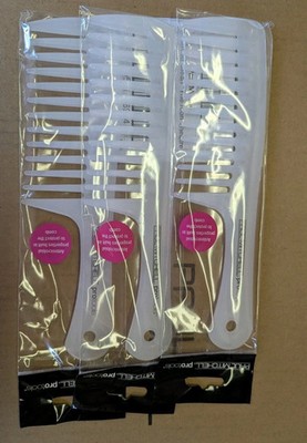 3X Paul Mitchell Pro Tools Detangler Comb, Wide Tooth , White/Clear  NEW