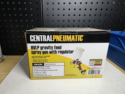 Central Pneumatic HVLP gravity feed spray gun with regulator Open Box