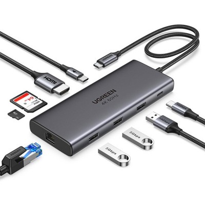 UGREEN Revodok Pro 109 USB C Hub 10Gbps A 3.2&USB C 3.2, HDMI Grau