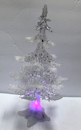 Vintage 14” Textured Acrylic Clear Christmas Tree, Table Top Color Changing - Picture 8 of 11