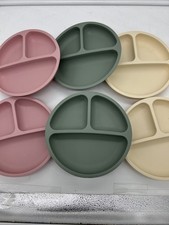 WeeSprout Suction Divided Plates for Babies  Toddlers Silicone Lot Of 6