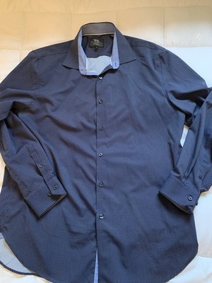 WRK Work Rest Karma Button Down 4 Way Stretch, Men s Sz 17 Blue Polka Dot