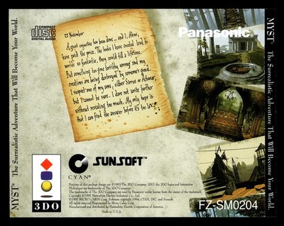 Myst (3DO) *REAR CASE ARTWORK INLAY ONLY**