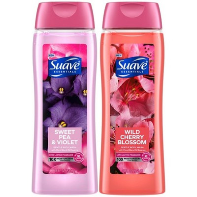 Suave Body Wash Variety Pack, Sweet Pea & Violet + Wild Cherry Blossom 18 FL OZ