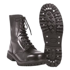 Anfibi Militari 10 Buchi Invader in Pelle Neri Puntale Ferro Suola Gomma