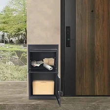 48*38*90cm Delivery Box Wall-Mount Parcel Drop Box Mail Box with Key Lock Black