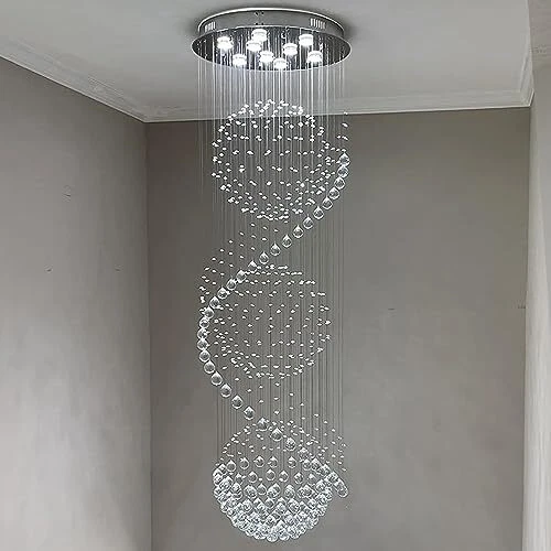 SEFINN FOUR Modern Crystal Chandelier Spiral Sphere Design 9 Light