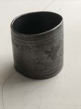 Vintage Antique Napkin Ring Silver Plated Engraved Floral Baby Figure
