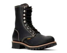Botas de trabajo para hombre negras de 9" con puntera de acero para leñador BAT-901 talla 5-13 (D, M)