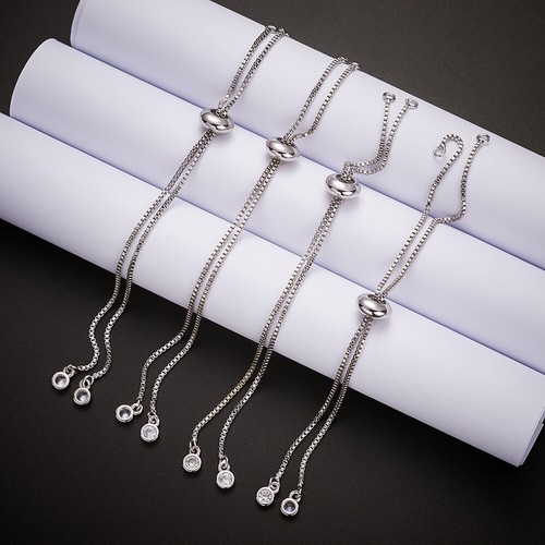 5PC Brass Slider Bracelets Making With Cubic Zirconia Jewelry Box Chains 9.4" - Picture 31 of 37