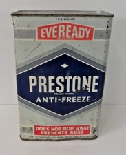Eveready Prestone antifreeze square tin can 1 gallon vintage