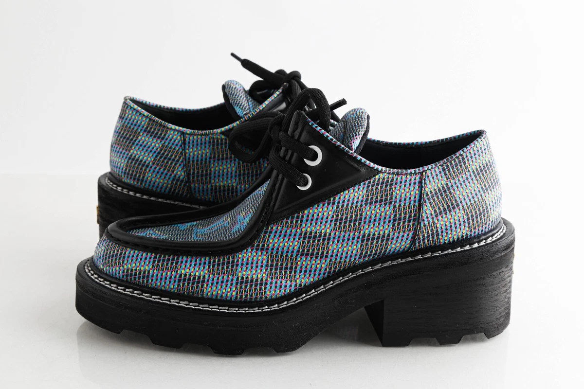 Louis Vuitton Beaubourg Platform Derby Blue Size EU IT 37.5 US 7.5 UK AU 4.5