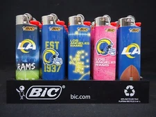 8 Bic Lighters Los Angeles Rams NFL Football Disposable (1 Lighter Per Design)