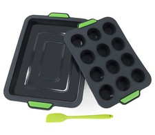 Teglia Mini Muffin Silicone Teglia Forno Pane Antiaderente 12 Stampi Lavabile