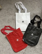 Lululemon Reusable Shopping Gift Bag Yoga Logo Small Tote Lot 3 White Red Black