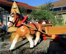 Pferdewagen Pferdekutsche Pferd Wagen Holz Pferdegespann 65cm lang Bauernhof
