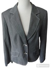 Gil Bret Size 18 Grey Jacket With Belt At Back & Grey/ White Striped Panels