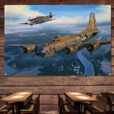 B-17 'Ye Olde Pub' bomber Banner Flag US Air Force Poster As Gift For Army Fans
