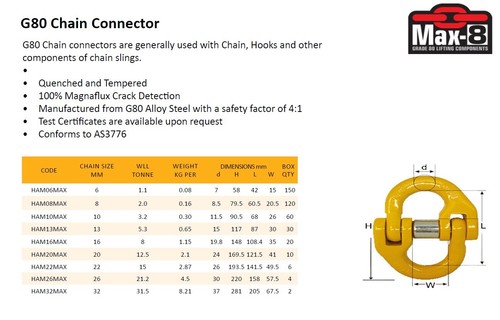 Vehicle Safety Chain Hook & Coupler Set - Quick Coupler - 5200kg ATM - Picture 3 of 4