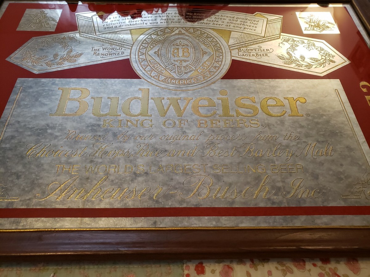 Budweiser KING OF BEERS パブミラー　ヴィンテージ　鏡 Budweiser KING OF BEERS パブミラー ヴィンテージ 鏡 まつ様専用