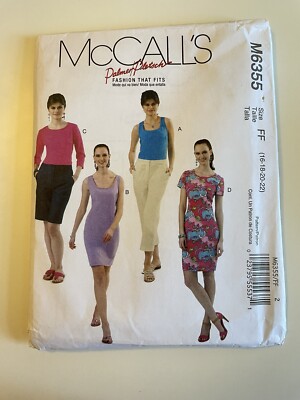 McCalls M6355 Palmer Pletsch Semi-fitted Top Dress uncut sewing pattern FF 16-22