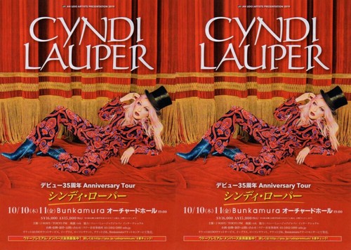 LOT2 CYNDI LAUPER 2019 OKT BUNKAMURA ORCHARD HALL 35th ANNIV. TOUR FLYER JAPAN