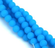 Round Beads, 8mm, Opaque Blue Opal w/Frosted, Matte, Sea glass Finish, 26 Pcs