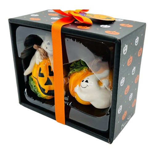 Juego de agitadores de sal pimienta Blue Sky Clayworks Ghost Hugging calabaza calabaza - Imagen 5 de 12