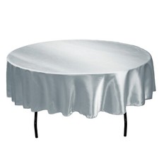 Tektrum 90 inch Round Silky Satin Tablecloth - Wedding Party Banquet Silver 