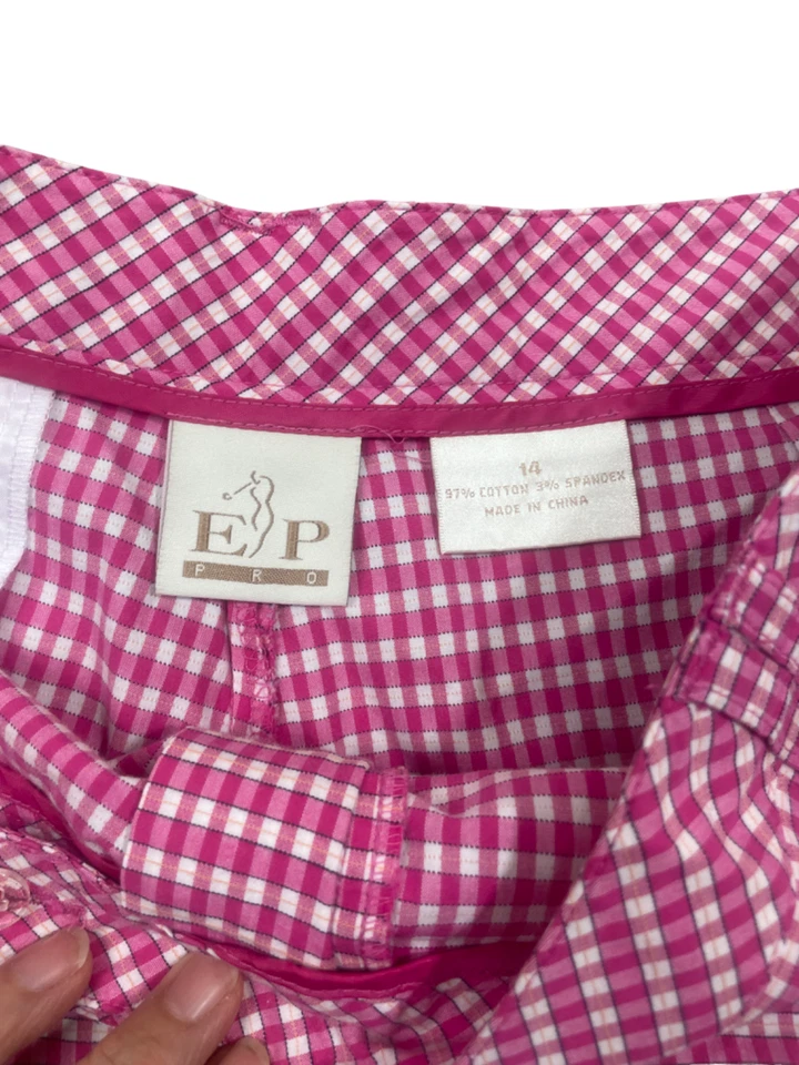 Pantalones Cortos EP 14 Rosa Blanco Cuadros Algodón Spandex Foto 3 de 4