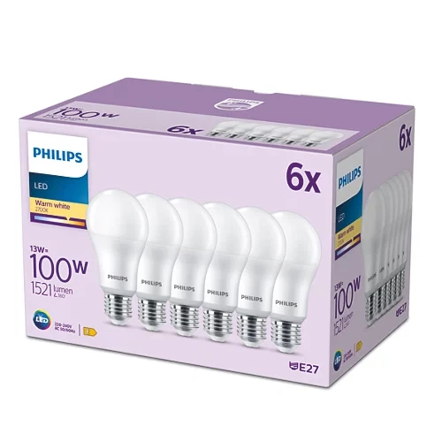 Set von 6 Stück | PHILIPS E27 LED Birne E27 100W 13W 1521lm 2700K 6CT/6 EC - Bild 4 von 4