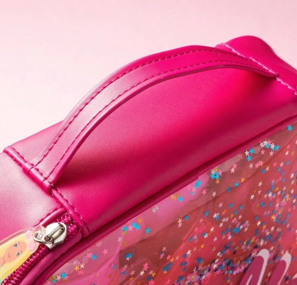 Miniso x Barbie Brillo Kawaii Rosa Cosmético Maquillaje Bolsa de Almacenamiento Estuche Contenedor✨ Foto 3 de 4