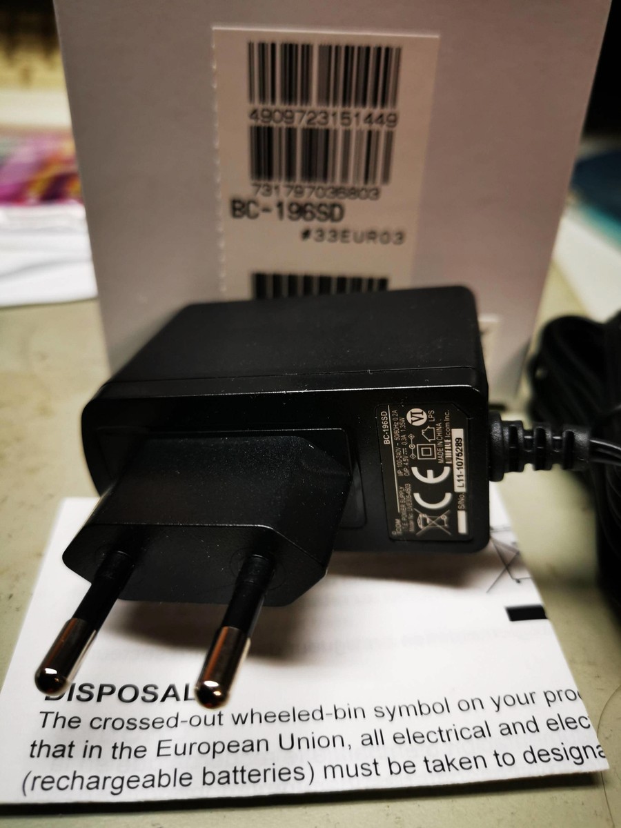 NEW ICOM BC-196SD 100-240V EU CE AC Adapter PWR/CHG for IC-R6 BC