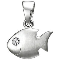 Kinder AnhäNger Fisch Aus 925 Silber Mattiert Mit WeißEm Zirkonia Halsschmuck