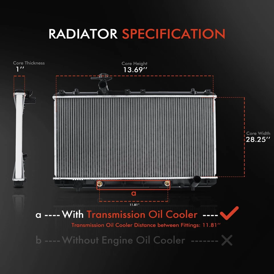 Radiador con enfriador de aceite para Suzuki Aerio 2002 2003 2004 2005-2007 transmisión automática Foto 2 de 4
