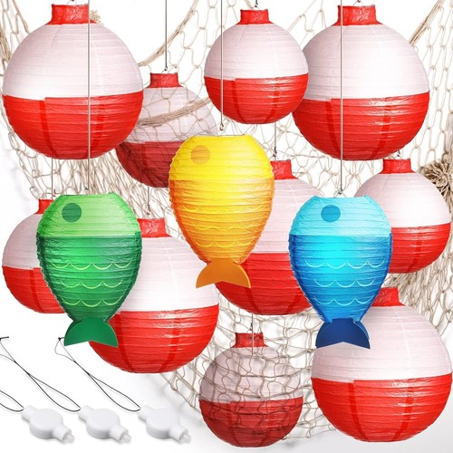 17 Pcs Fishing Birthday Party Decorations Set 3 Fish Shaped Hanging Paper Lan... - Picture 2 of 8