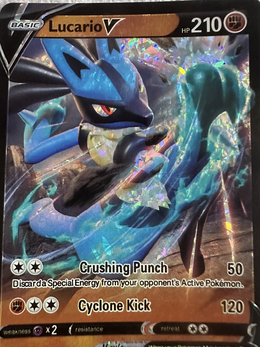 Lucario V Gold Coloured Foil Fan ArtPokemon Inspired Card NM Lucario V Gold Coloured Foil Fan ArtPokemon Inspired Card NM
