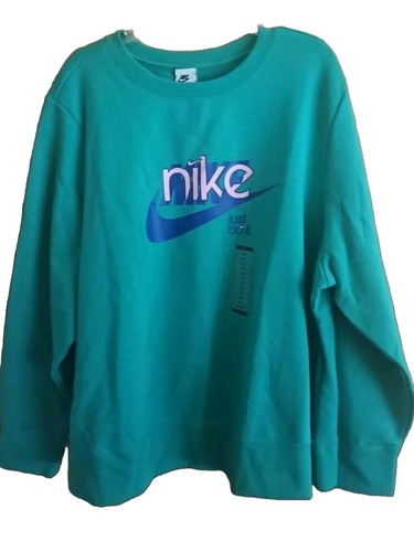 Nike Womens Size Large Olive Green Fleece Oversized Split Hem
