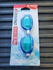 Dolfino Youth Newt Swim Goggles Blue/White Swim Goggles Tinted Lens Junior/Kids 