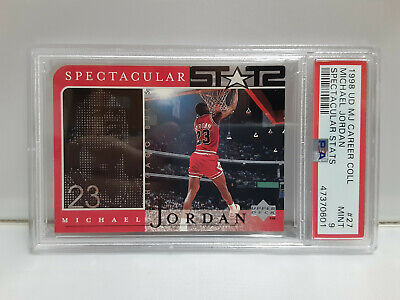 Michael Jordan 1998 UD MJ Career Spectacular Stats Card # 27 Graded PSA 9  MINT