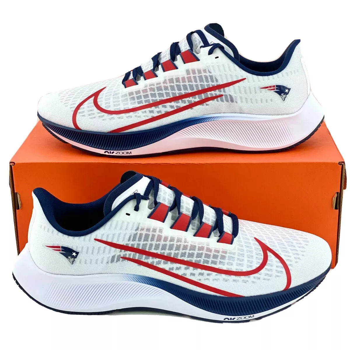 Nike Air Zoom Pegasus 37 New England Patriots Mens Size 12.5 Shoe NFL  CZ5456 100