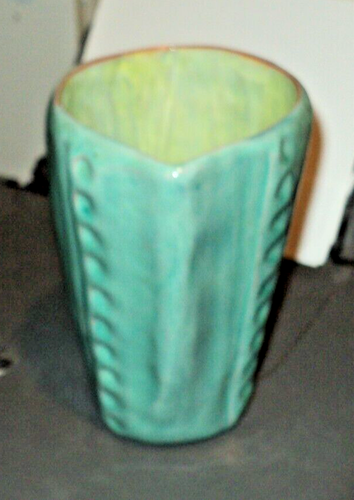 WOOD STUDIO Pottery Pitcher: Blue Green Piece: 6 1/4" Tall 4" x 5" Spout 3" Base - Picture 3 of 8