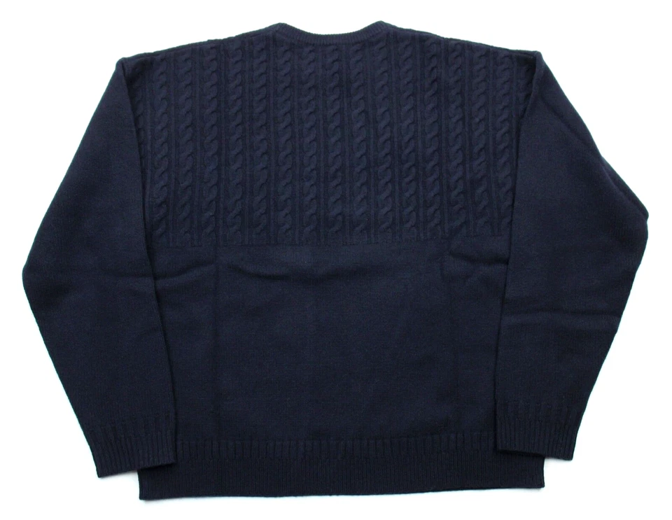 Мужской магазин свитер XL шерсти мериноса темно-синий кабель трикотажа Crewneck Bloomingdales - Изображение 3 из 4