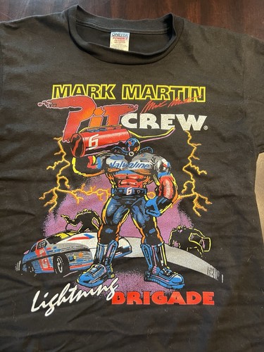 T-shirt vintage Mark Martin #6 Valvoline Racing 1994 ragazzo XL Nascar due lati - Foto 2 di 8