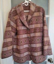 Vintage Boho Southwestern Aztec Western Cowgirl Sz L USA Made Wool Blend Sweater